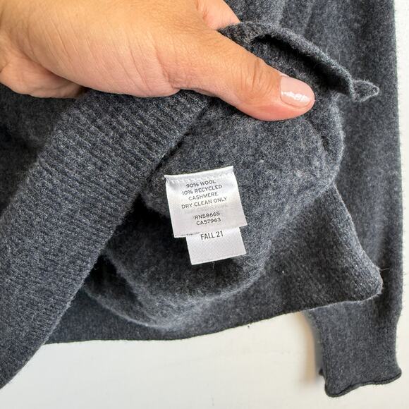 Open Edit Wool Cashmere Pocket Boxy Sweater Gray Womens - L - Picture 4 of 7